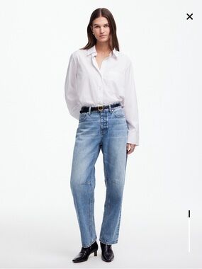 Madewell The Darted Barrel-Leg Jean in Dobbins Wash 31 100% cotton denim